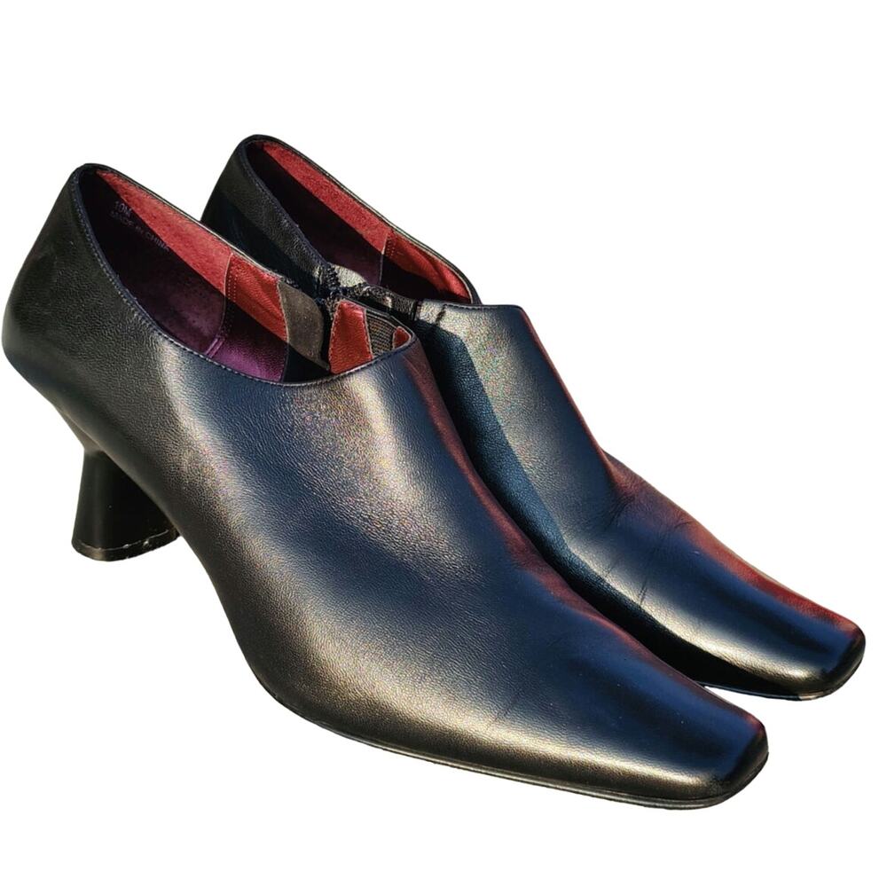 Vintage black leather Y2K Booties sz 10 by linea roma